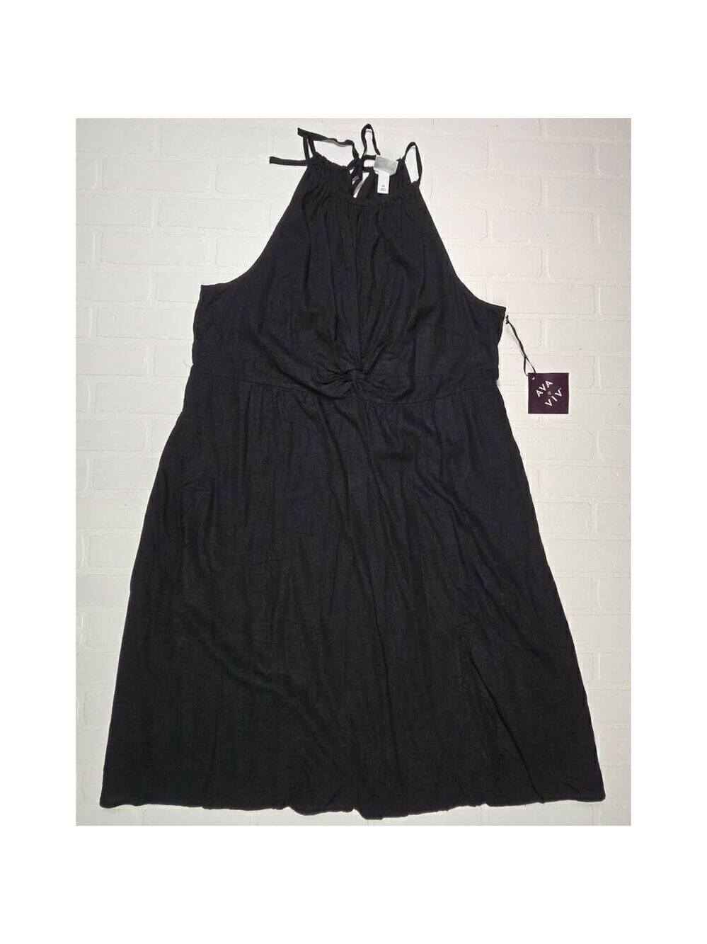 Ava & Viv Black Halter Style Dress 2X